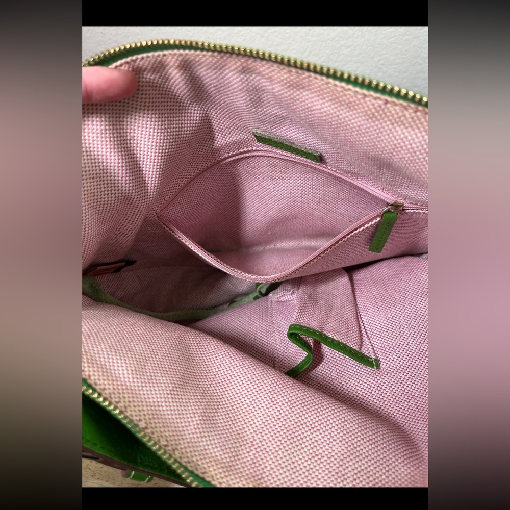 Vintage Dooney & Bourke Signature Luna Green Satchel Handbag - Picture 10 of 12